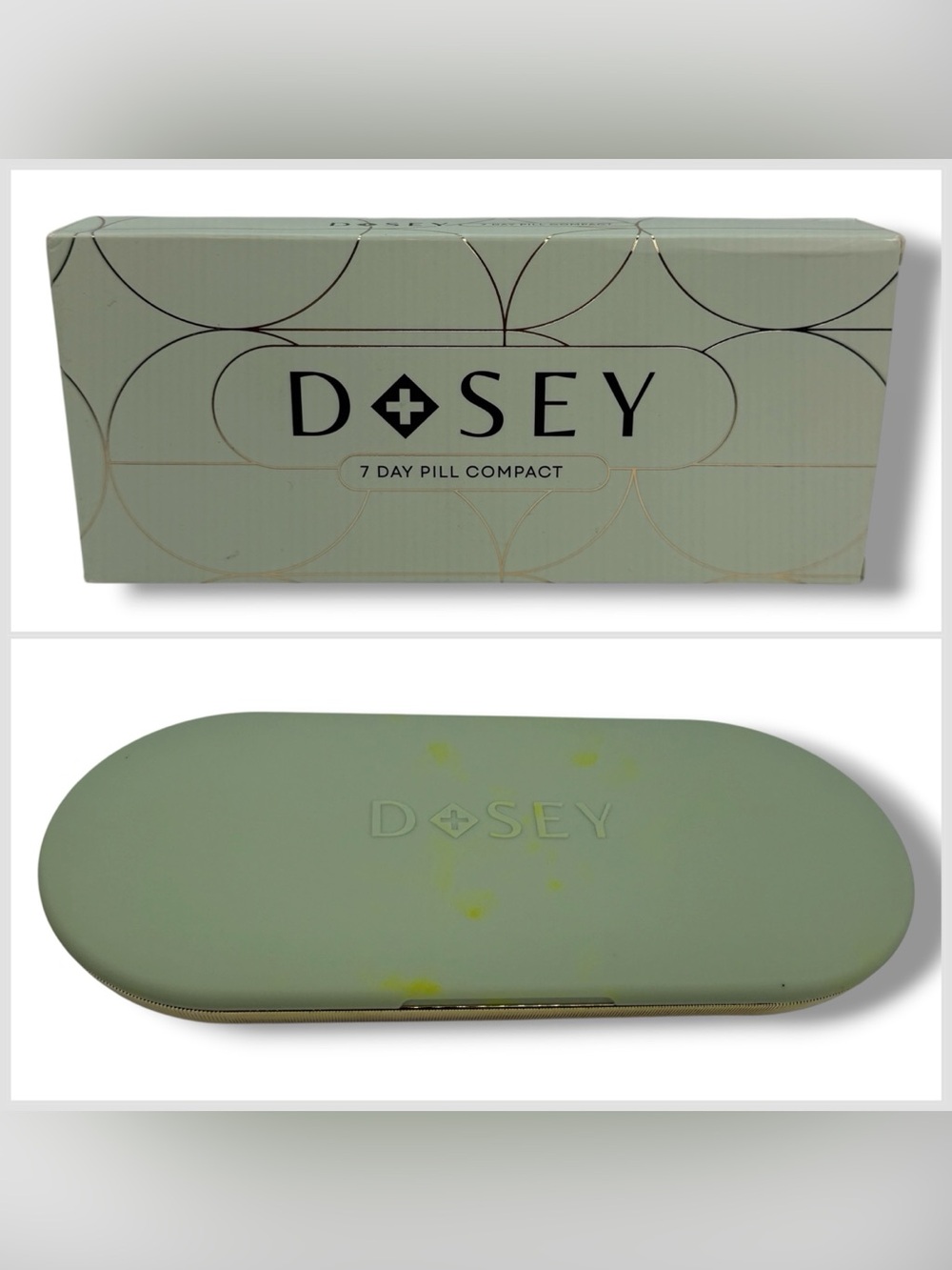 Dosey 7 Day Pill Organizer Compact Travel Case w/ Mirror Sage READ
